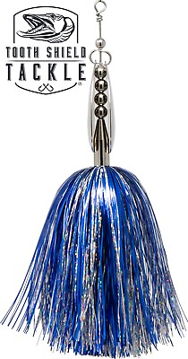 #ad Tooth Shield Tackle 309 Musky Bucktail Muskie Inline Spinner Blue Holo Silver $24.95