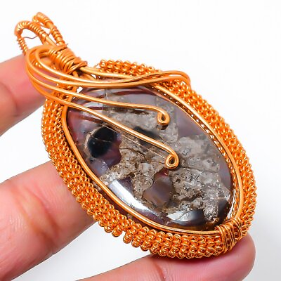 #ad Mud Crack Fossil Gemstone Handmade Jewelry Wire Wrep Pendant 2.76quot; $5.99