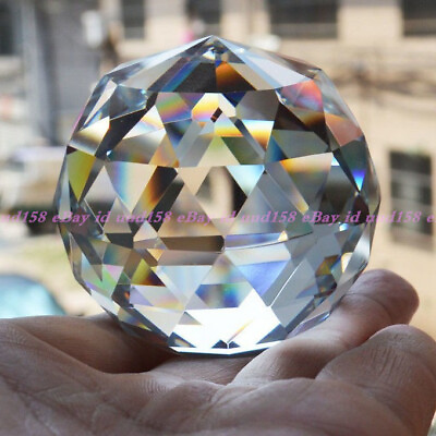#ad Asian Rare Natural Multi Faceted Clear Magic Crystal Healing Ball Sphere $32.99
