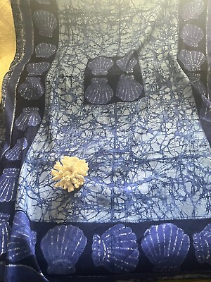 #ad Blue Shell Cotton Tie Dye Fabric Tablecloth 48 x 72 $24.00