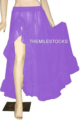 #ad Medium Purple TMS Ruffle Slit Circle Skirt Belly Dance Gypsy Tribal 25 Color $22.99