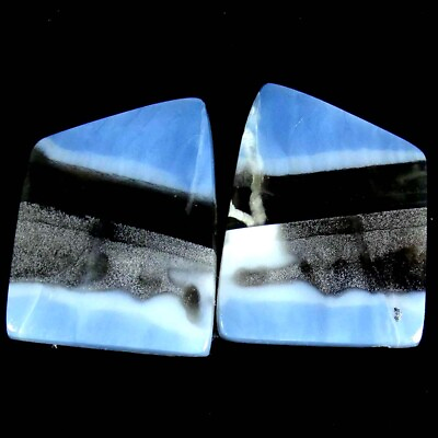 #ad 18.20Cts. 15X20X4mm 100% Natural Royal Blue Opal Fancy Cab Matched Pair Gemstone $5.49