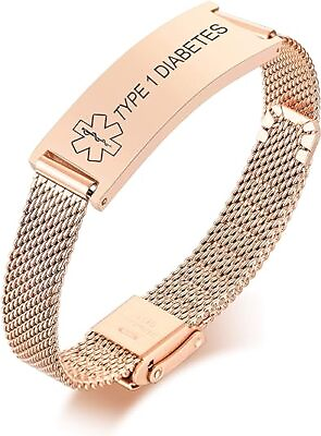 #ad Vnox Men Women Type 1 Diabetes Emergency Medical Alert Stainless Steel Bracelets $14.49