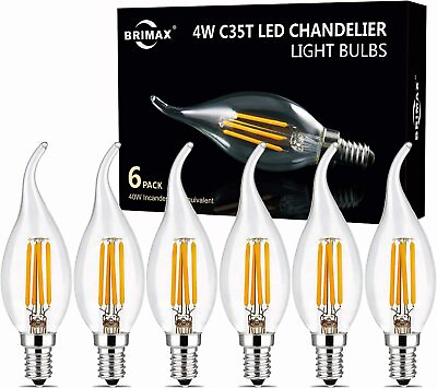 #ad BRIMAX Dimmable E12 LED Candle Light Bulbs C35T 2700K Chandelier Bulbs 6 Pack $12.96