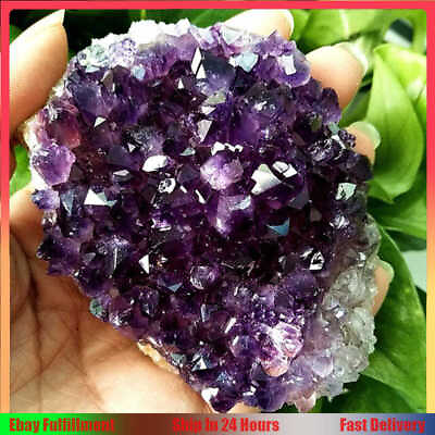 #ad Large Natural Amethyst Quartz Crystal Cluster Mineral Stone Druzy Geode Healing $11.39