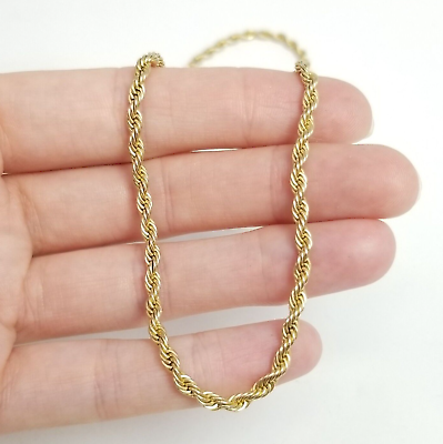 #ad Vintage Gold Tone Rope Twist Chain Necklace Nice Length add Pendant Estate $20.00