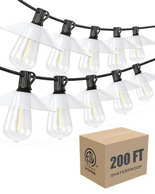 200FT 2X 100FT ST38 Outdoor Lights String with Black Lamp Shade 200ft 100x2 $143.98