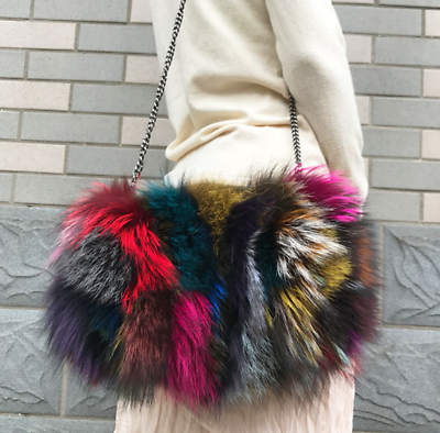 #ad #ad Womens 100% Real Fox Fur Handbag Purse Wallet Bag Cross body Shoulder Xmas Gifts $29.95