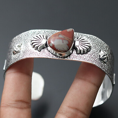 #ad U5192 Noreena Jasper Sterling Silver Plated Adjustable Bangle Gemstone Jewelry $4.59