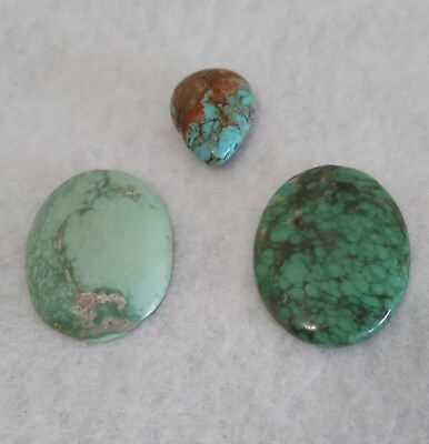 #ad Turquoise 3 Stones Genuine Green Turquoise And More Cabochons and Bead $34.99