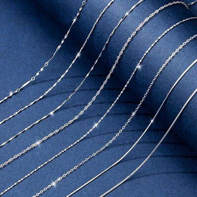#ad 1pc 925 Silver Plated Box Chain Necklace For Pendant Women Men Jewelry Wholesale C $1.01
