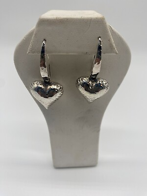 #ad Heart Shaped Sterling Silver 925 Earrings $40.00