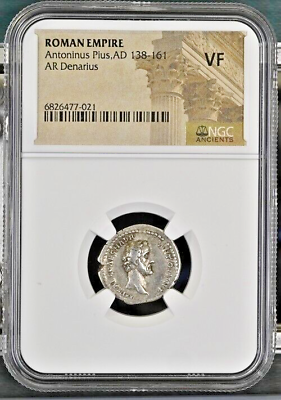 #ad Roman Empire Antoninus Pius AD 138 161 AR Denarius NGC VF *021 $195.00