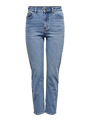 #ad Trousers Women#x27;s Jeans Straight Comfortable High Waist Medium Blue Denim $90.77
