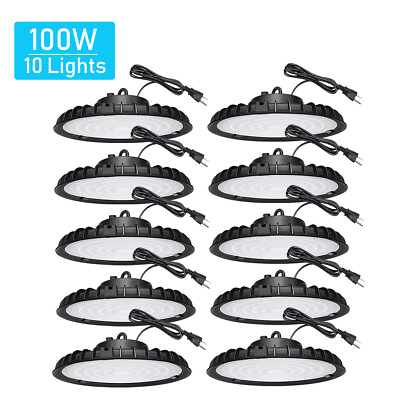 #ad 10 Pack 100 Watts UFO Led High Bay Light Led Commercial Industrial Shop Lighting $161.19