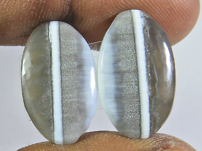 #ad 13X22X03MM 1OO% NATURAL BLUE OPAL MATCHED PAIR OVAL CABOCHON GEMSTONE 18Cts. b29 $5.99