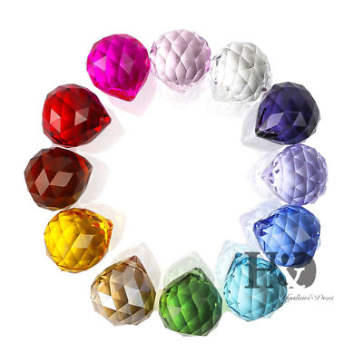 #ad New 12pcs Rainbow Crystal Glass Ball Chandelier Prisms Pendants Parts Drops 20mm $14.09
