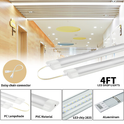 #ad 4FT LED Batten Light10Pack 44W 5500K Shop Light LED Ceiling Fixture for Garage $95.79