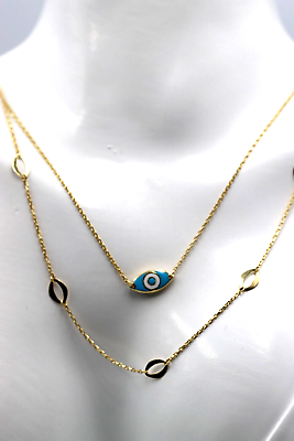 #ad 18ct 750 Gold Yellow Gold Staker Greek Eye Necklace Chain 3.49g Free Post AU $729.00