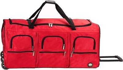 #ad Rockland Rolling Duffle Bag 36 Inch Travel Wheeled Luggage Large With Wheels Red $48.90