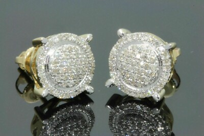 #ad Real Moissanite 2Ct Round Cut Men#x27;s Cluster Stud Earrings 14K Yellow Gold Plated $127.57