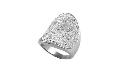 #ad 18k White Gold Plated Womens Crystal Cocktail Ring Made with Swarovski Elements $9.99