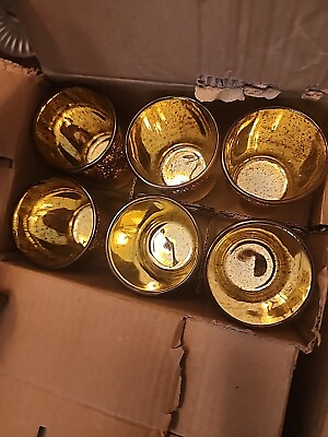 #ad Gold Votive Candle Holders Set of 36 Speckled Mercury Gold Glass Candle Holder $25.00