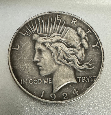 #ad 1924 S Peace Silver Dollar Estate Coin Collection $35.00