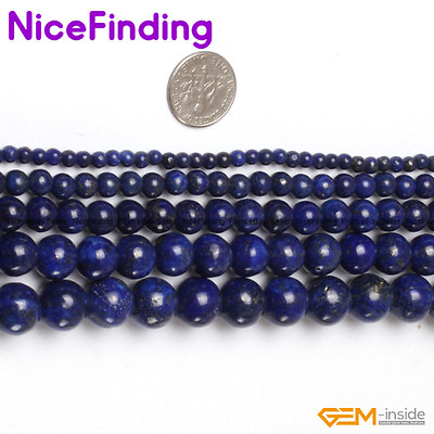 #ad Blue Smooth Lapis Lazuli Gemstone Round Beads For Jewelry Making Strand 15quot; DIY $4.09