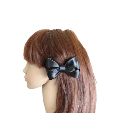 #ad Black Hair Clip. Girl Hair Clip. Hair Bow Clip. Handmade Ribbon Hair Clip. $6.29