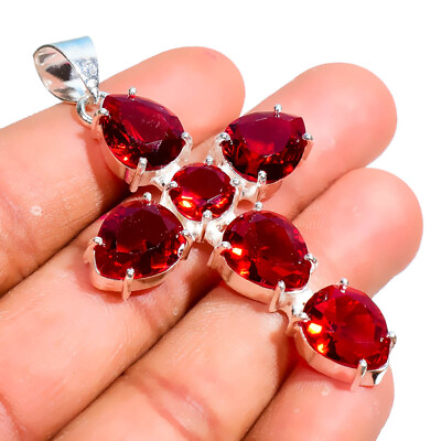 #ad #ad Mozambique Garnet Handmade Gemstone 925 Sterling Silver Jewelry Pendant 2.30quot; $11.10