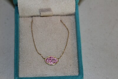 #ad NIB AGIGH JEWELRY 18 KT GOLD NECKLACE WITH PINK SAPPHIRE PENDANT $485.99