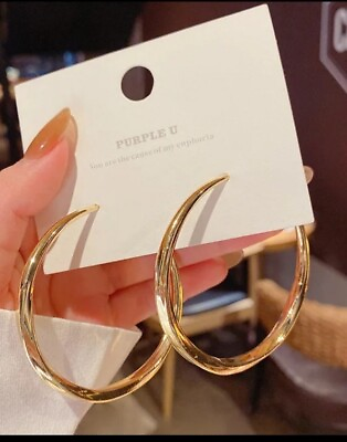#ad 18K Real Solid Gold Plated Round Hoop Earrings $15.00