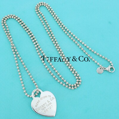 #ad Tiffany amp; Co. Return to Tiffany Heart Tag Ball Chain Necklace Sterling Silver925 $157.55