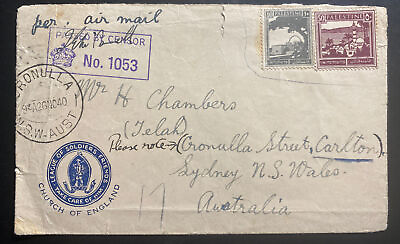 #ad 1940 Palestine League Of Soldiers Airmail Censored Cover To Sydney Australia $68.00