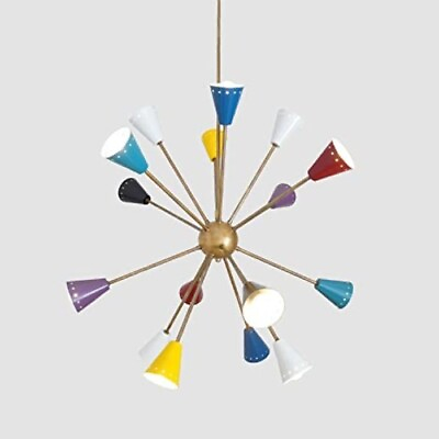 #ad Modern Brass Antique 16 Lights Colorful Sputnik Chandelier Stilnovo Style Decor $240.00