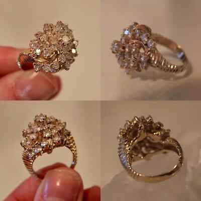 #ad 1.50Ct Lab Created Round Diamond Cluster Wedding Ring 14K Yellow Gold Over $38.92