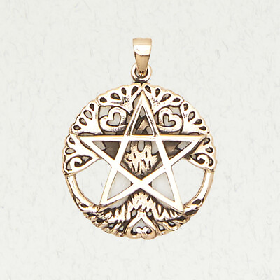#ad Tree of Life w Pentagram Bronze Pagan Gold Occult Pendant Jewelry $25.00
