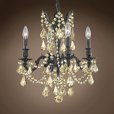 #ad Versailles 4 Light 17quot; Dark Bronze Chandelier With Golden Teak European Crystals $789.00
