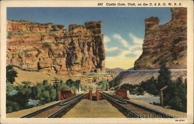 #ad 1939 Castle GateUtahon the D. amp; R. G.W.R.R.UT Carbon County Linen Postcard $9.99