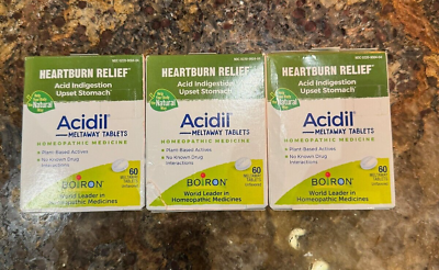 #ad LOT OF 3 BOIRON ACIDIL MELTAWAY HEARTBURN TABLETS 60 UNFLAVORED FREE SHIP $14.99
