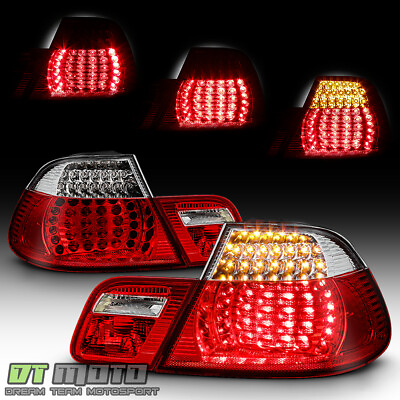 #ad 2004 2006 BMW E46 325Ci 330Ci M3 2Dr Coupe Red Clear LED Tail Lights Brake Lamps $139.50