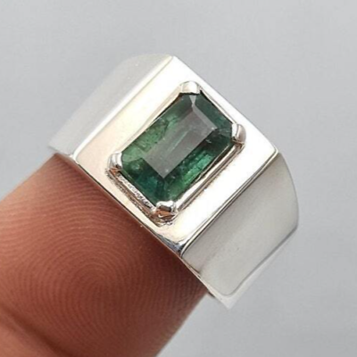 #ad Mens Emerald Ring Natural Green Esmeralda Bague real emerald stone ring gift $290.00