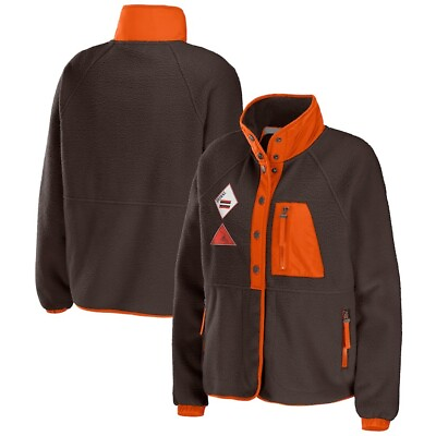 #ad NFL Cleveland Browns Women#x27;s Brown Polar Fleece ragland Jacket SIZE XL $40.00