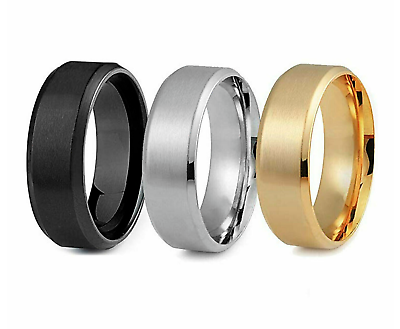 #ad Men Black Stainless Titanium Color Ring Wedding Lover Couple Rings Women 7 12 $4.95