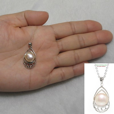 #ad 10 11mm Natural Pale Pink Cultured Pearl Solid Sterling Silver .925 Pendant TPJ $50.90
