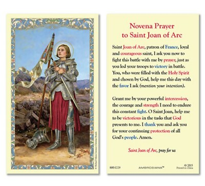 #ad Laminated St. Joan of Arc Novena Prayer Holy Card Catholic Patron of France $2.79