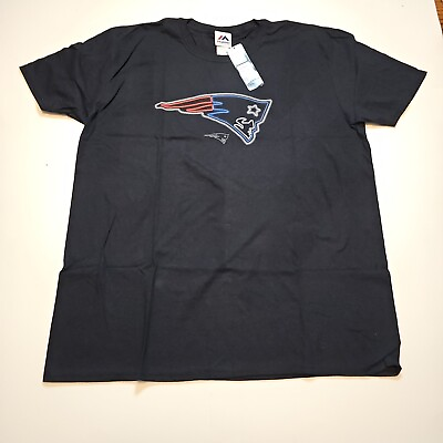 #ad NWT New England Patriots NFL Football Majestic Black T Shirt XL New With Tags $4.88