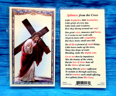 #ad Jesus Christ Splinters from the Cross Catholic LAMINATED Holy Card GILDED Gold $1.14