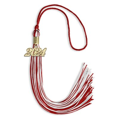#ad Endea Graduation Red White Mixed Color Tassel With Gold Date Drop $15.95